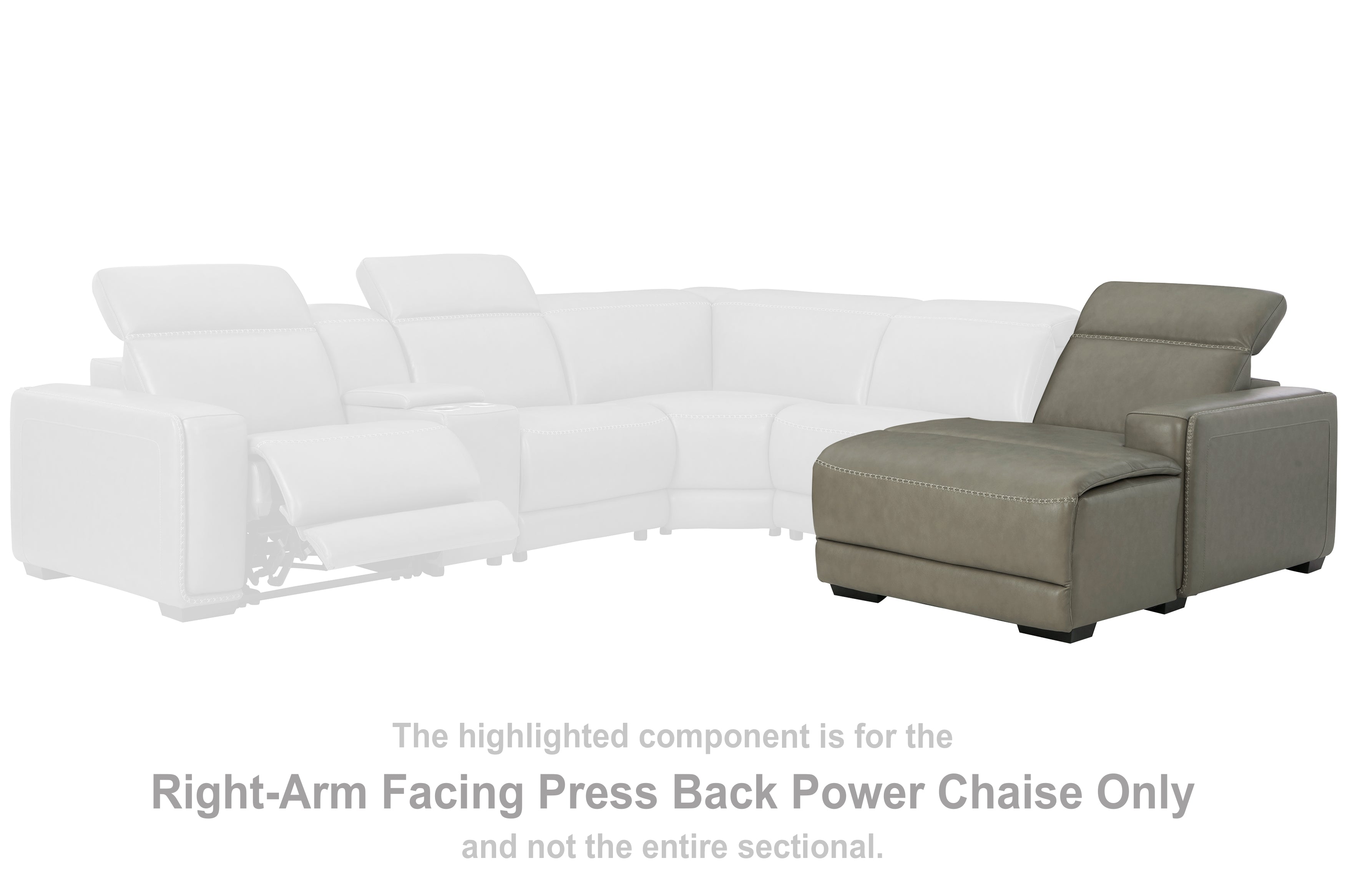 Elite Furniture Outlet - Ashley Furniture - Correze Sectional - RAF PWR Reclining Back Chaise / Gray - U9420297