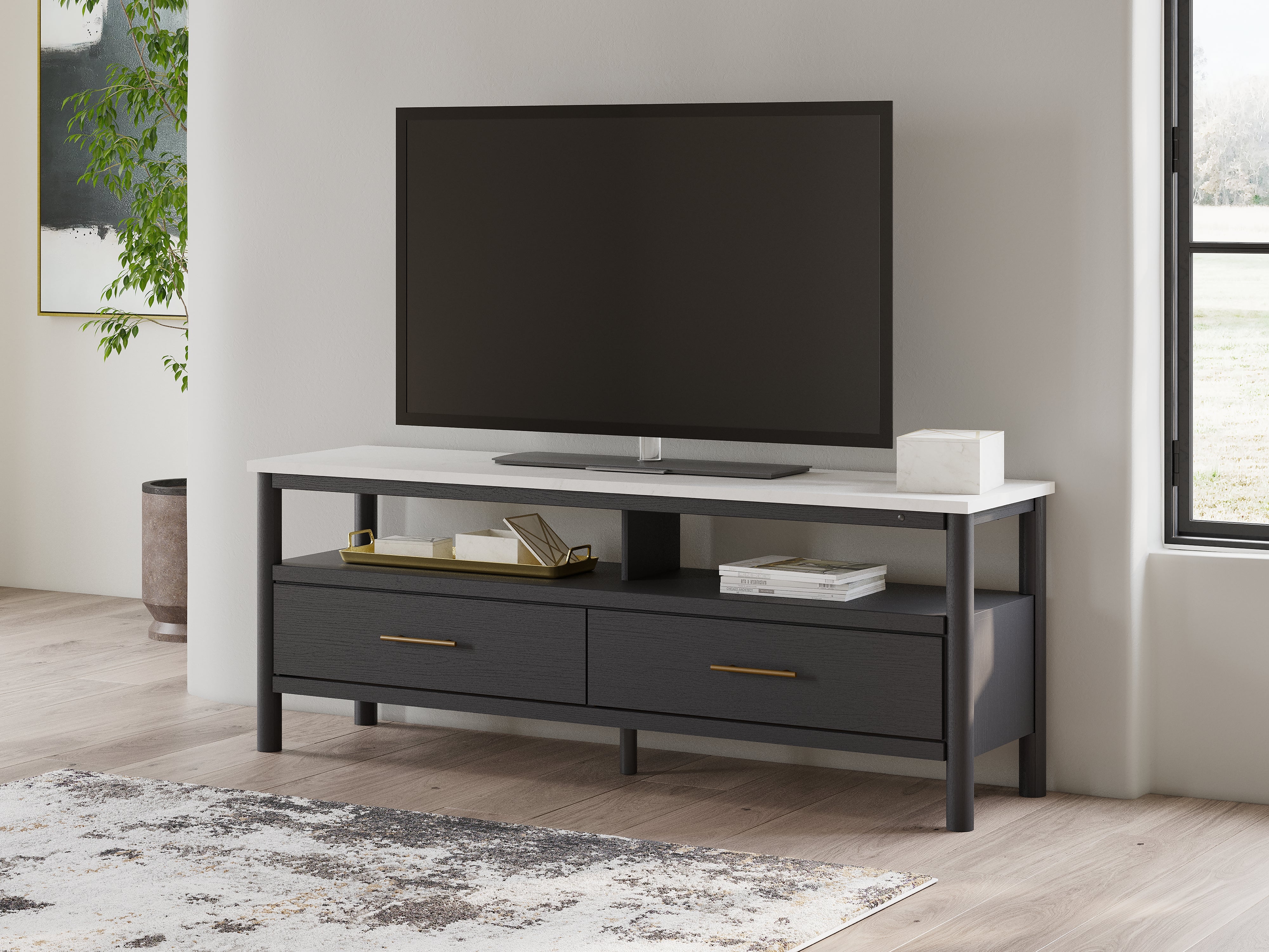 Elite Furniture Outlet - Ashley Furniture - Cadmori TV Stand - 72" / Black/White - W2616-68