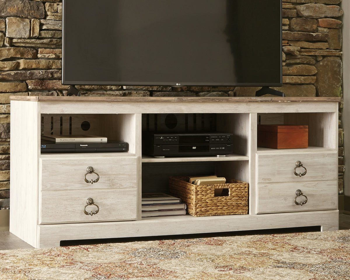 Elite Furniture Outlet - Ashley Furniture - Willowton TV Stand - 64" / Whitewash - W267-68