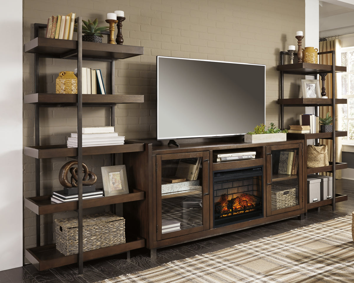 Elite Furniture Outlet - Ashley Furniture - Starmore 3-Piece Wall Unit with Electric Fireplace - 3-Piece Wall Unit with Electric Fireplace / Brown/Gunmetal - W633W6