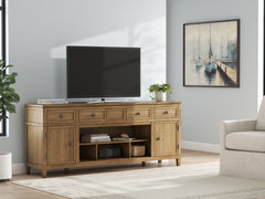 Elite Furniture Outlet - Ashley Furniture - Sharlance 81" TV Stand - 81" / Light Brown - W655-68