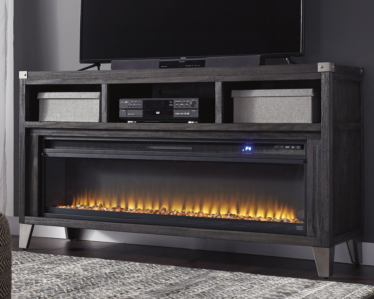 Elite Furniture Outlet - Ashley Furniture - Todoe 65" TV Stand with Electric Fireplace - 65" TV Stand with Electric Fireplace / Gray - W901W1
